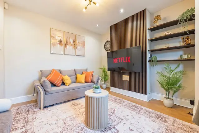 Living room with 58-inch smart TV