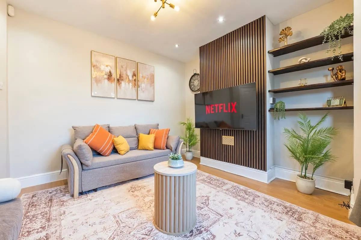 Living room with 58-inch smart TV