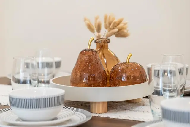 Dining table set for guests
