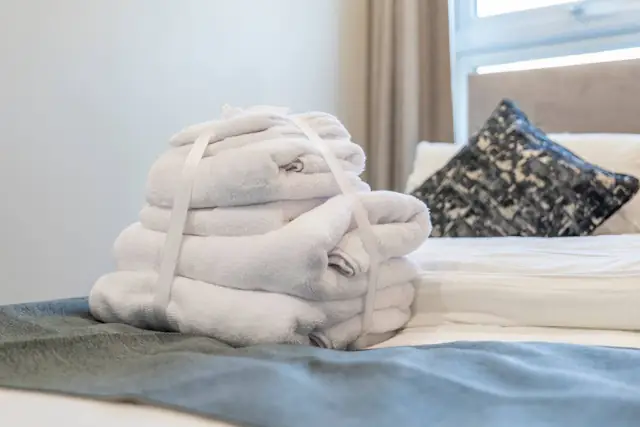 Towels on the bed